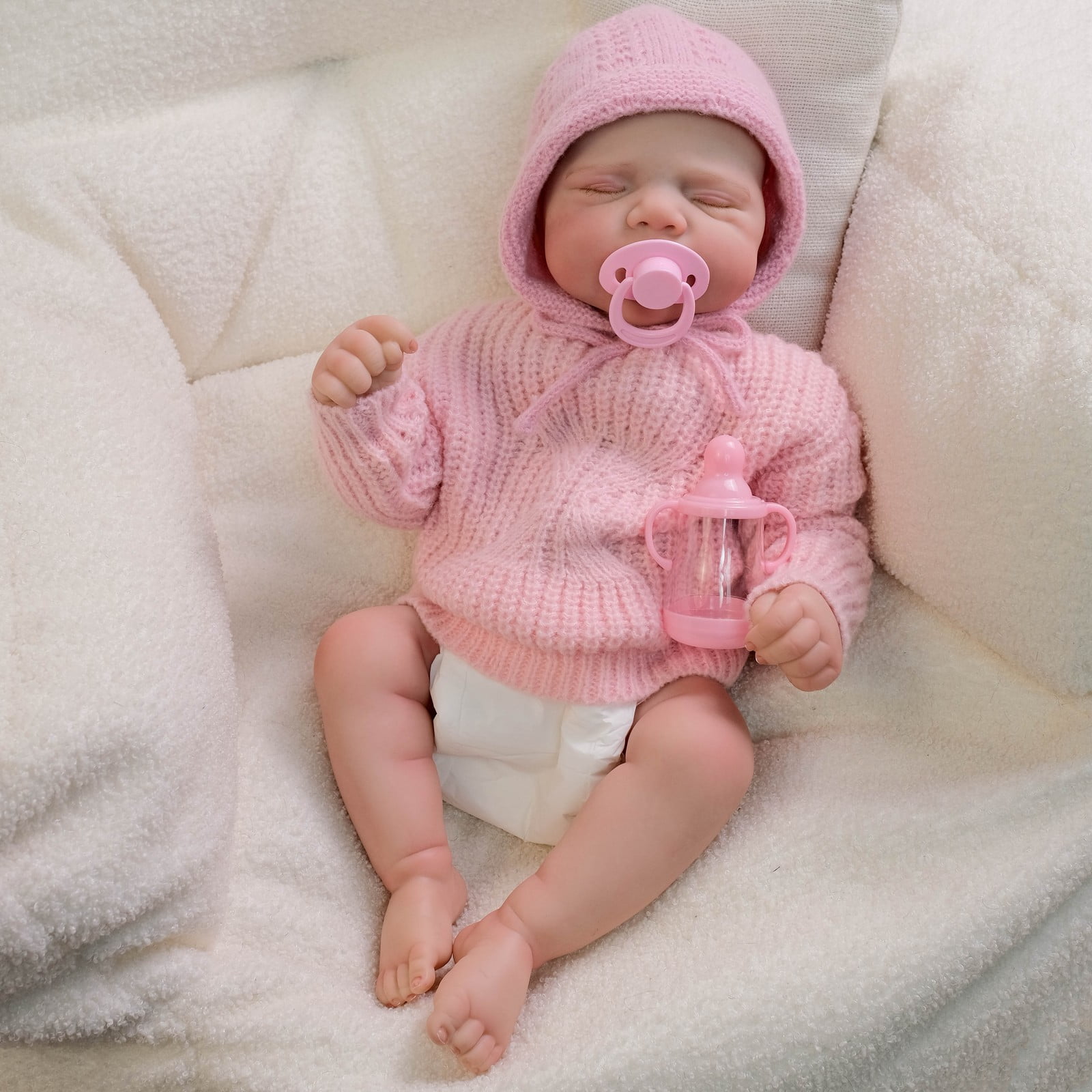 Reborn Baby Dolls Lovely Girls - 18 inch Realistic Newborn Baby Doll Sleeping Girl Handmade Real Life Dolls with Clothes and Toy Accessories
