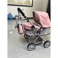 thumbnail image 1 of Reborn Baby Dolls Stroller - Gray & Pink Pram for Dolls Up To 22" with Adjustable Handle and Portable Travel Bag for Kids 3+, 1 of 7