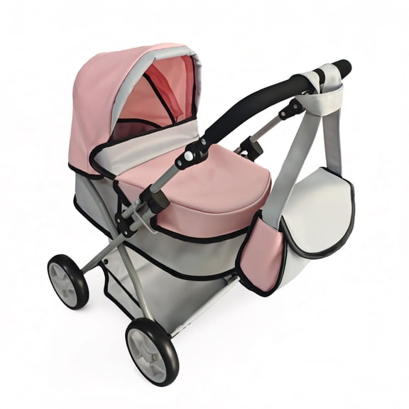 Reborn Baby Dolls Stroller for Toddler, Up to 22 in 55 CM Foldable with Lovely Shoulder Bag & Soft Adjustable Handle Gift for Girls Age 3+