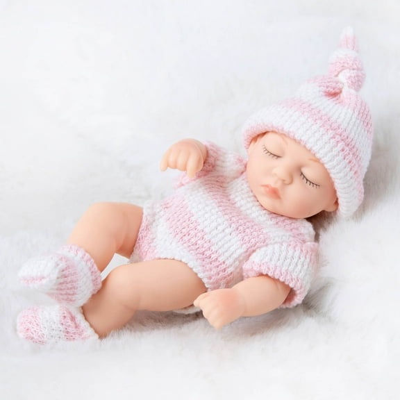 Reborn Doll, 18cm Realistic Baby Doll with Pacifier & Bib, Soft Vinyl Lifelike Collectible Toy, Gift for Kids & Adults, Adjustable Limbs, Photography Prop, Art Collection
