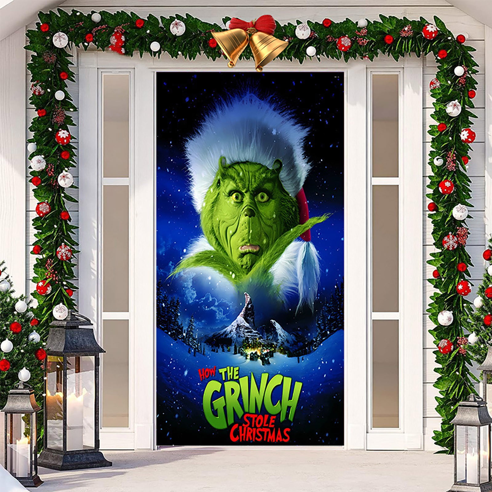 Reboson Grinch Theme Printed Outdoor Curtains Christmas Room Divider ...