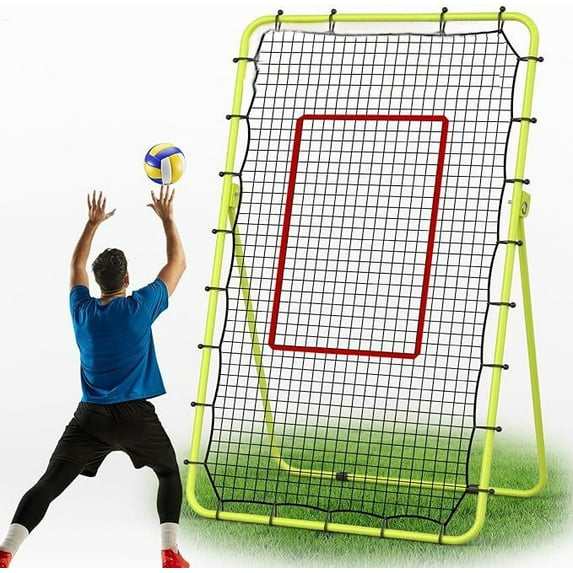 Rebound Pitchback Net, 5 Adjustable Rebound Angles Volleyball Net, Bounce Back Return Board Net, Portable Throwing Partner for Volley Ball Practice(7*4FT)