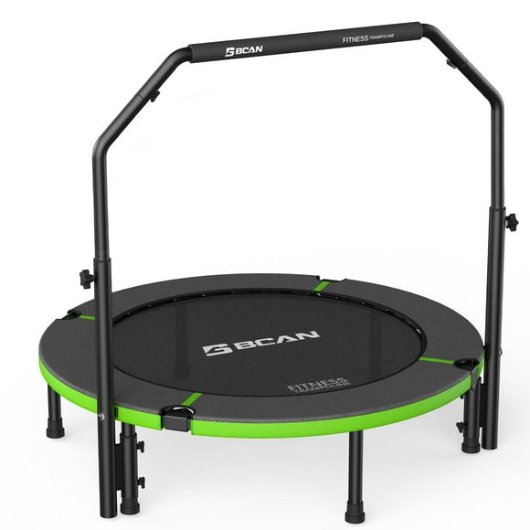 BCAN 40" Foldable Trampoline, Fitness Rebounder with Adjustable Foam Handle, Exercise Trampoline for Adults/kids Indoor/Garden Workout Max Load 330lbs