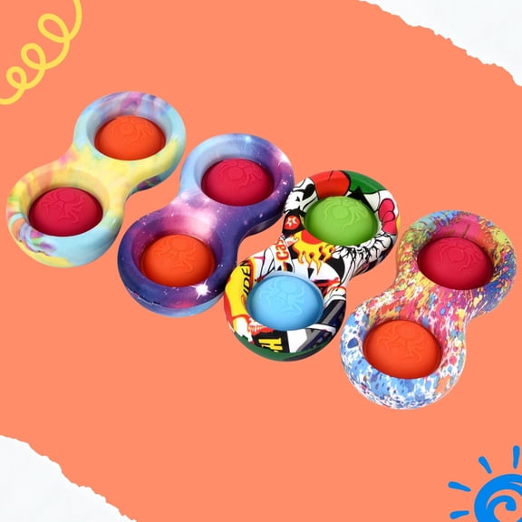 Rebounding Bubbles Fidget Toy - 4 Pack with Key Chain String for All Ages - Ideal Gift for Kids, Teens, Adults, and Elderly - Patented Design