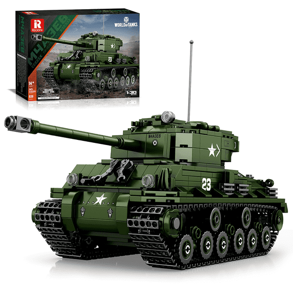 Reobrix M4A3E8 Sherman Tank Building Set, 836 Pcs WW2 American Military Tank Model Toy, Gift for Adults, Teens 14+
