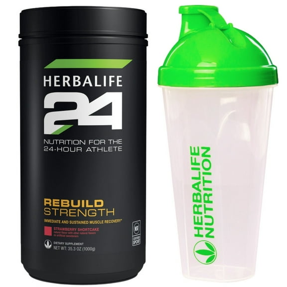 Rebuild Strength Herba life 24: Strawberry Shortcake Flavor (Canister) 35.03 oz with Shaker Bottle