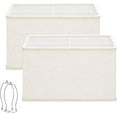 thumbnail image 1 of Rectangle Lamp Shades Set of 2, 16"L x 8"W x 10"H Large Beige Lampshades for Table Lamps Floor Lamps, Natural Linen Lamp Shade Replacement, Spider, Harp Holders Included, Easy Assembly Required, 1 of 8