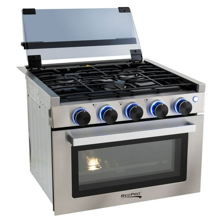 RecPro 17 Inch 3 Burner Propane RV Stove Gas Range without Hood, Silver