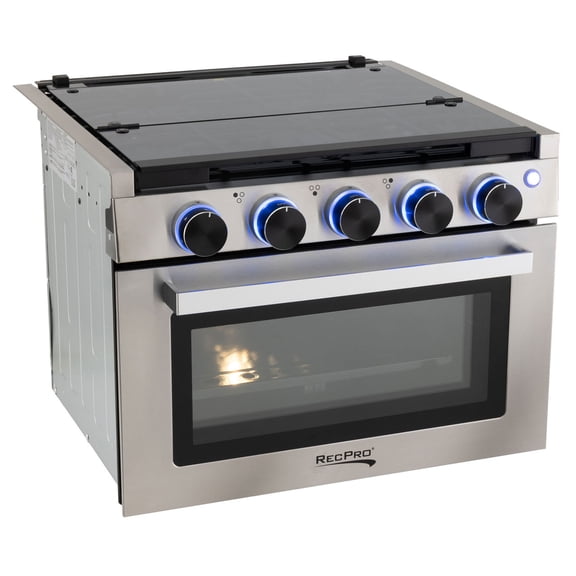 RecPro 21 Inch 3 Burner Propane RV Stove Gas Range without Hood, Silver