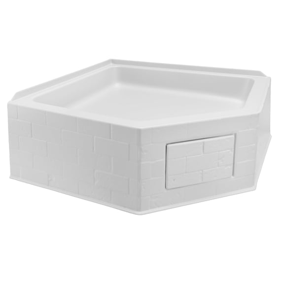 RecPro 27" x 27" White RV Corner Shower Pan with 10" Skirt | Slip-Resistant Textured Base | Front Access Hatch | Durable ABS Plastic