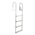 thumbnail image 1 of RecPro 4 Step Aluminum Marine Grade Dock Attachment Flip Up Ladder, Silver, 1 of 11