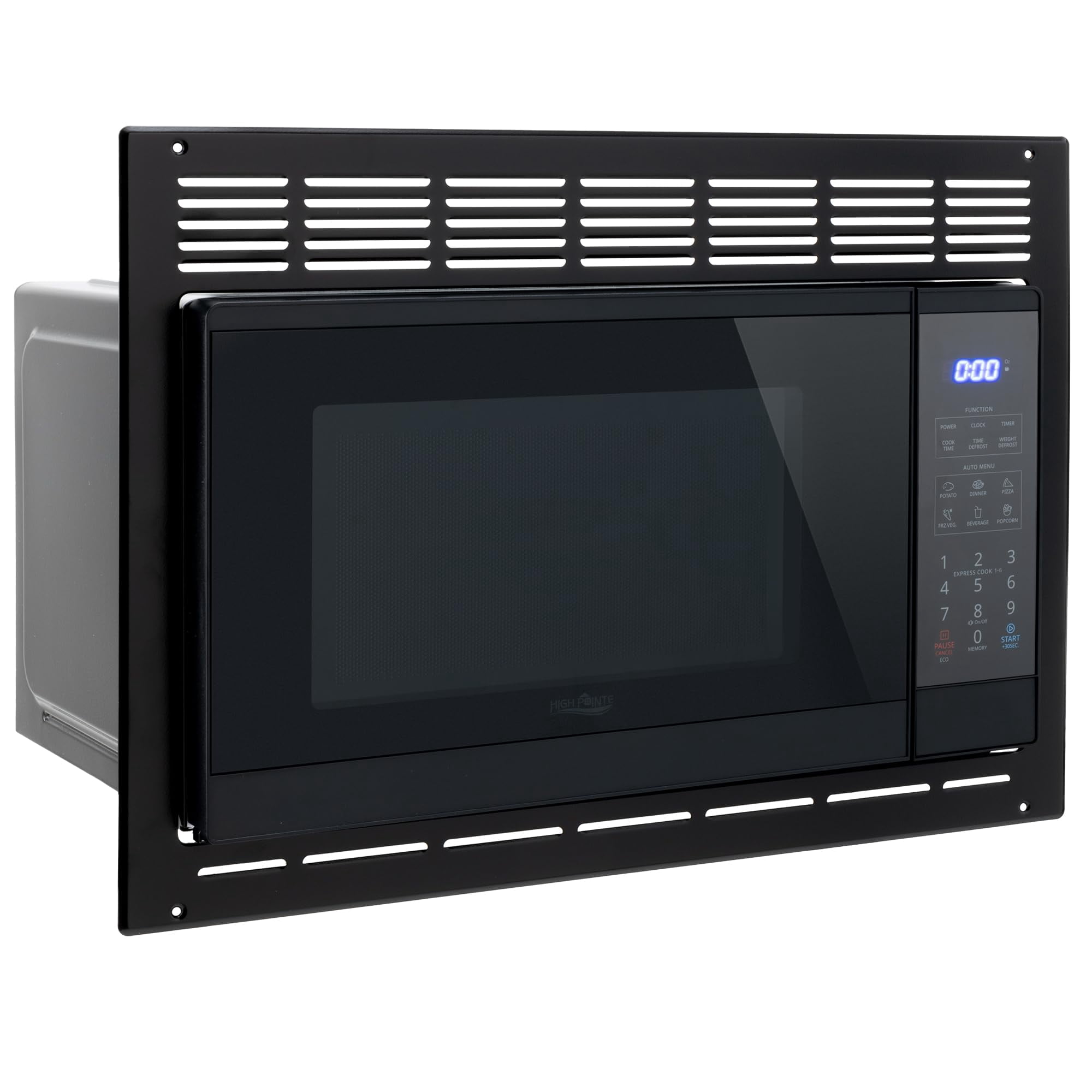 RecPro High Pointe Built-in Black Microwave | 0.9 Cu. Ft. | 6 Cook Modes | Child Lock | Touch Pad Controls | Mute Mode