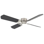 RecPro RV 12V Ceiling Fan | 4-Blade | 4-Speed | Near Silent Operation | Reversing Direction Wall Control| Brushed Nickel Black Blades, 42"