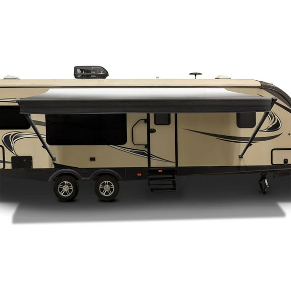 RecPro RV 21 Foot Awning Frame with Durable Fabric Camper Cover, Charcoal
