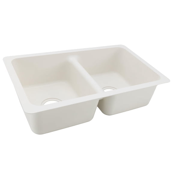 RecPro RV 27" X 16" Double Basin Undermount Kitchen Sink | Stonecast Material | Heat & Stain Resistant | Made in the USA