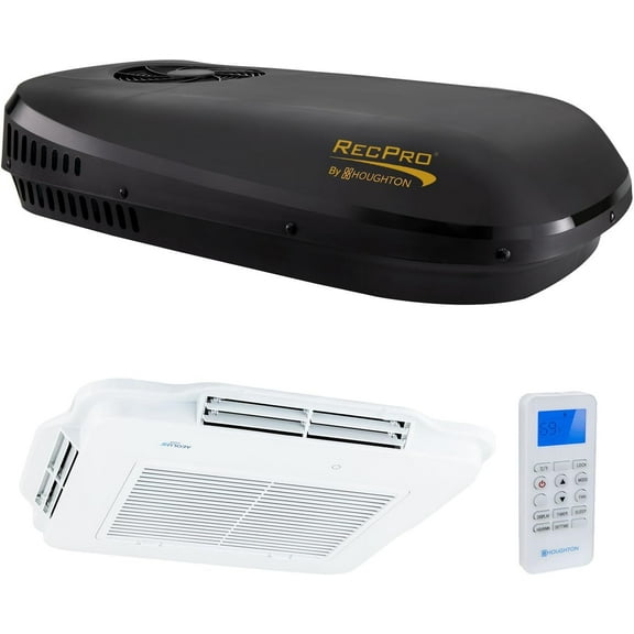 RecPro RV 48V Air Conditioner Non-Ducted Low Profile | With Heat Pump for Heating or Cooling | RV AC Unit (Black, 13.5K BTU)