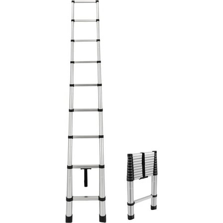 RecPro RV Aluminum Telescoping Ladder | Collapsible Extension Ladder (12.5 FT) Silver