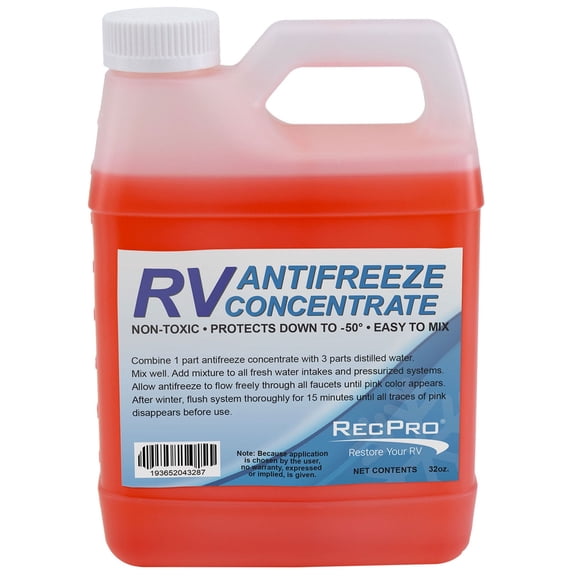 RecPro RV Antifreeze Concentrate, -50 Degree Fahrenheit Protection, 32 Oz