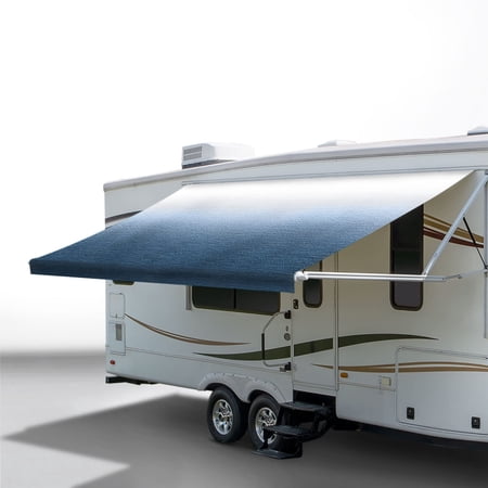 RecPro RV Awning Fabric Replacement | Universal Fit | 20' - Actual Width 19' 1", Slate Blue Fade | Heat Sealed Vinyl