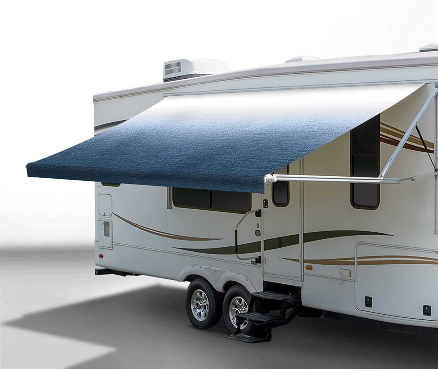 RecPro RV Awning Fabric Replacement | Width Options from 8 Feet to 22 Feet | Variety of Color Options | 8' (96") Length RV Awning | Premium Vinyl (12' - Actual Width 11' 1", Slate Blue Fade)
