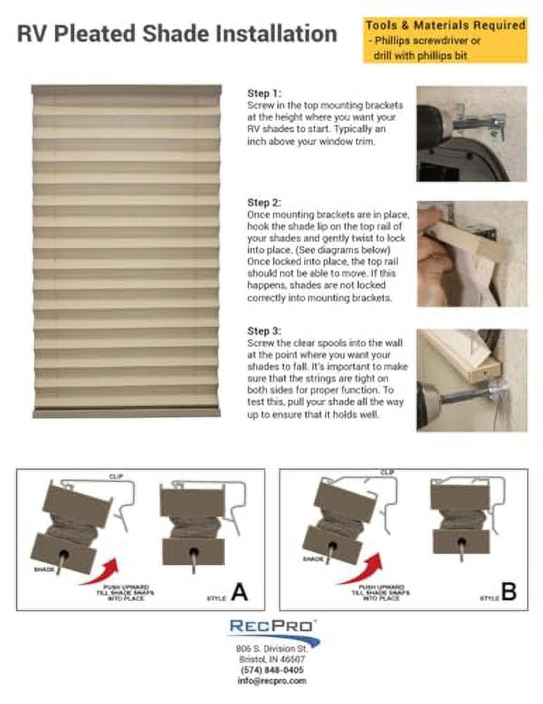 RecPro RV Blinds Pleated Shades 2 Pack | Cappuccino | RV Window Shades ...