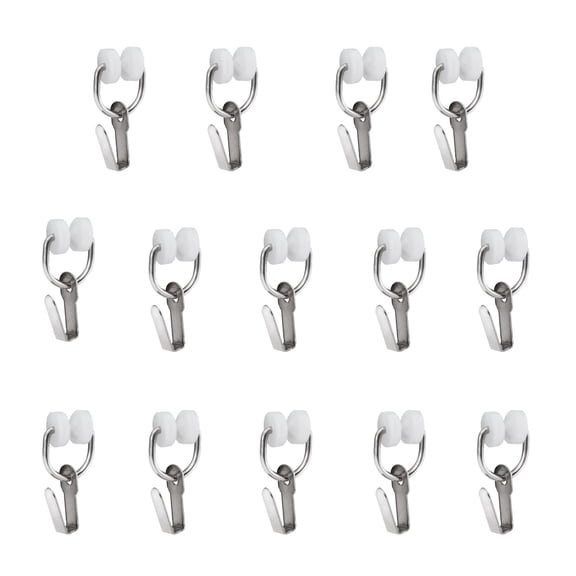 RecPro RV Curtain Carrier Hooks Nylon Wheels with Metal Ring for I-Beam Track Rod | Smooth Gliding | 14 Pack | Easy Install