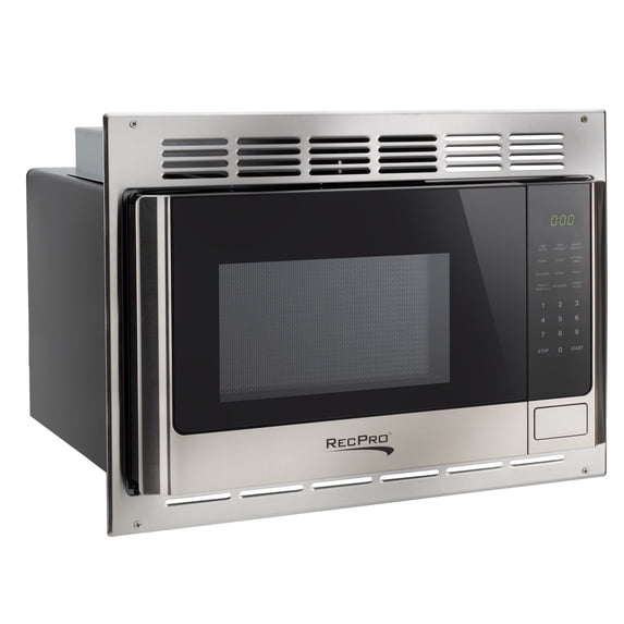 RecPro RV Microwave with Trim Kit | 1.0 Cu. Ft. | 900W | Direct Replacement for Greystone and High Pointe, Stainless Steel