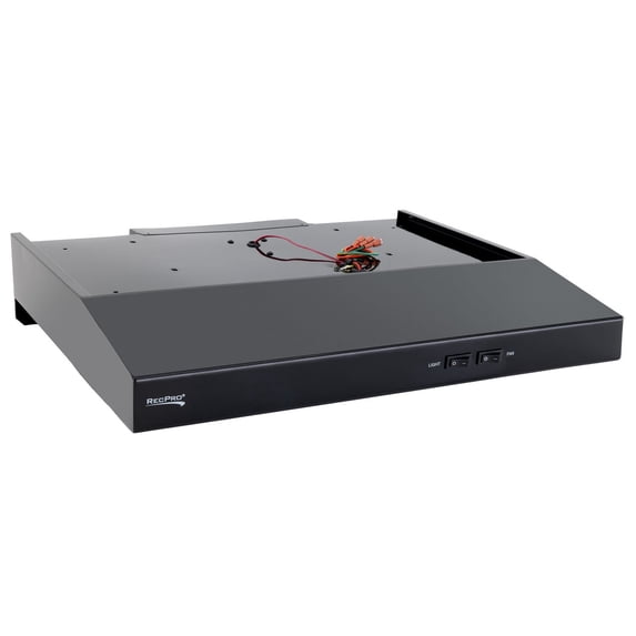 RecPro RV Range Hood with Charcoal Filter & LED Lamp | 12V DC Motor | 60W Energy Efficient | Built-in Charcoal Filter | Sleek Design | Hard-Wired Installation | 0.8A Fan Motor (Black)