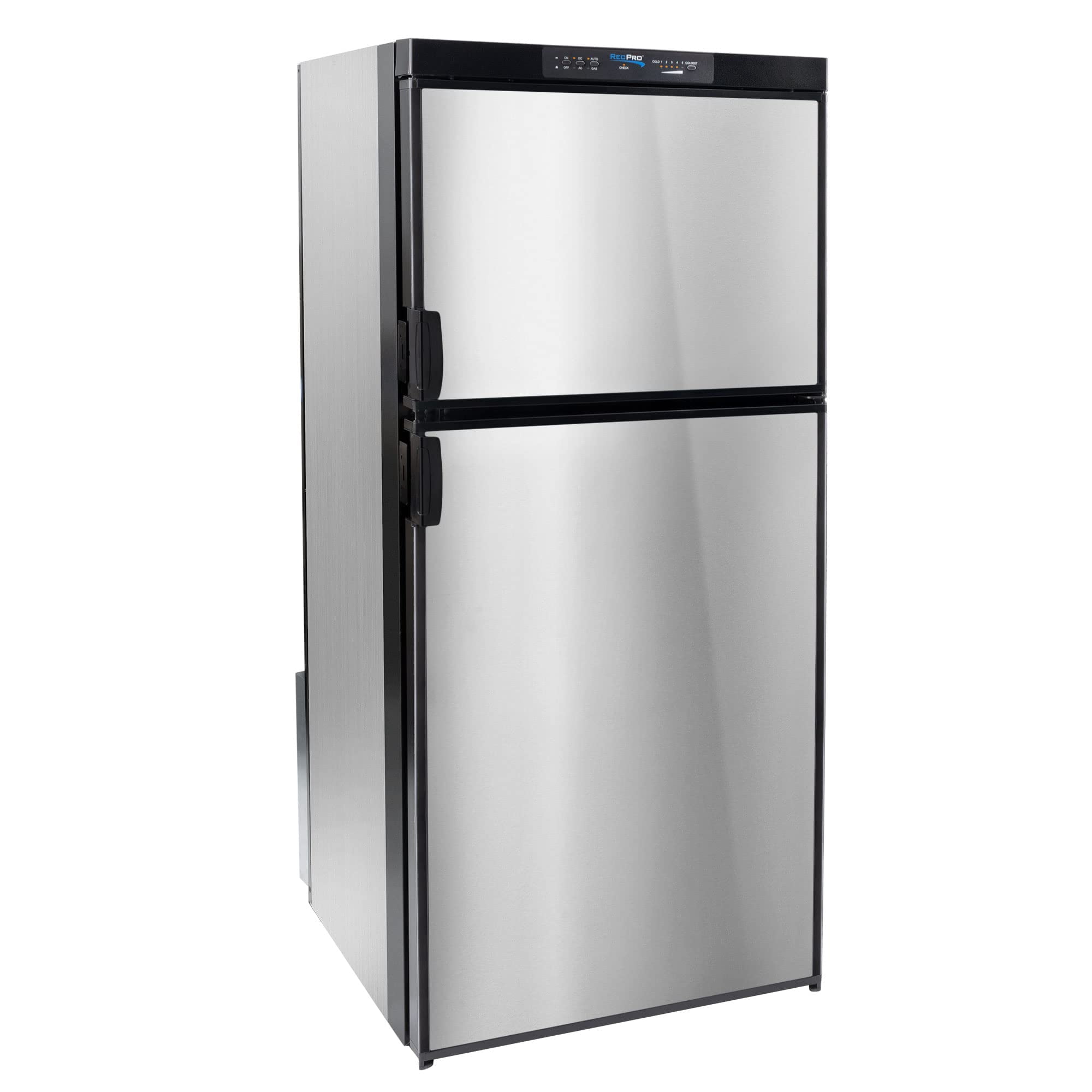 RecPro RV Refrigerator 6.3 Cubic Feet Gas and Electric | 110V / 12V / Propane Gas | Stainless Finish