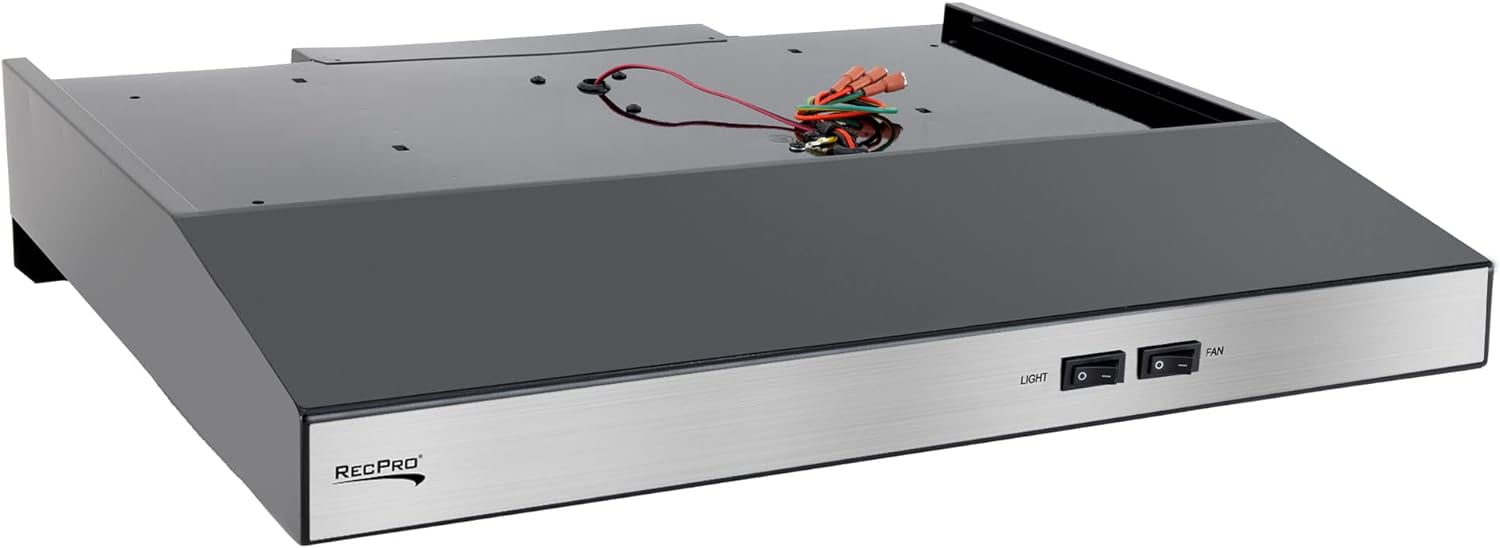 RecPro RV Stove Range Hood Vent 22" Stainless Low Profile 12V