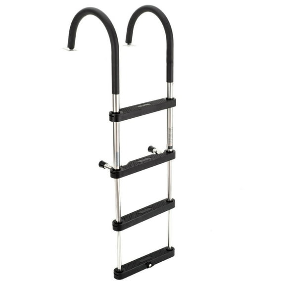 RecPro Stainless Steel Heavy Duty 4 Step Pontoon Boat Boarding Ladder
