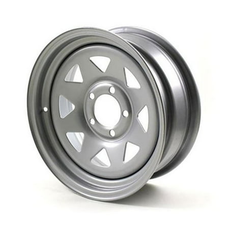Recstuff 15x6 Steel Spoke Trailer Wheel Rim with Powdercoat Finish, 5-Bolt on 4.5"