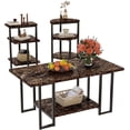 thumbnail image 1 of Recaceik 3 Piece Modern Faux Marble and Metal Living Room Table Set, White/Gold, 1 of 9