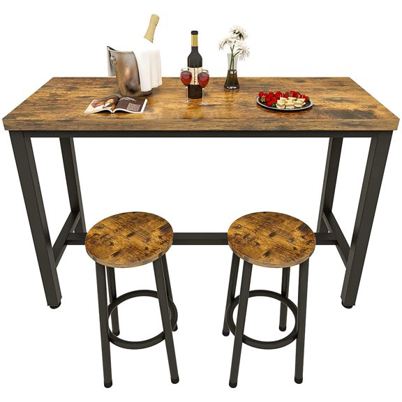 Recaceik 3 Piece Pub Dining Set, Modern Bar Table and 2 Barstools, Kitchen Counters 39.3" Height Table