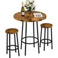 Rustic Brown Round Pub Table Set with Metal Frame