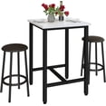 thumbnail image 1 of Recaceik 3-Pieces Bar Table and Chairs Set, Kitchen Dining Bar Height Table with 2 Bar Stools, Modern Bistro Pub Table Breakfast Square Bar Table Small Space for Kitchen, Living Room, Party Room, 1 of 5