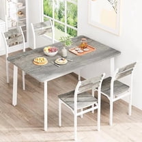 Cvortll 5 Piece Dining Table Set,47'' Table & 4 Ergonomic Chairs for Farmhouse & Kitchens or Apartments,Easy-Clean,Space-Saving,Grey