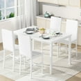 thumbnail image 1 of Cvortll 5 Pieces Dining Room Table Set for 4, Space Saving Kitchen Table and Chairs , Set with 4 Upholstered PU Leather Chairs and Faux Marble Tabletop, All White, 1 of 8
