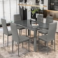 thumbnail image 1 of Cvortll 7 Pcs Tempered Glass Dining Table Sets, 29.3” H Glass Dining Table and 6 PU Leather Chairs, 1 of 10