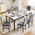 thumbnail image 1 of Recaceik 7 Piece Modern Faux Marble Dining Table Set, Gray, 1 of 10