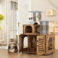 thumbnail image 1 of Cvortll Cat Litter Box Enclosure,Hidden Kitty Washroom,Multifuctional Enlarged Cat Litter Cabinet Cat House with Cat Tree Tower Scratching Post,Removable Divider,Rustic Brown, 1 of 5