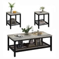 thumbnail image 1 of Cvortll Coffee Table Sets 3-Pieces, Modern Wood Coffee Table with 2 Square End Side Tables, Large Sturdy Coffee Table Set for Living Room, Grey, 1 of 8
