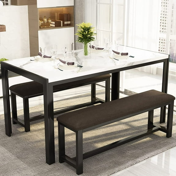 Recaceik Dining Room 30.7"H Table with 2 Benches for 4-6