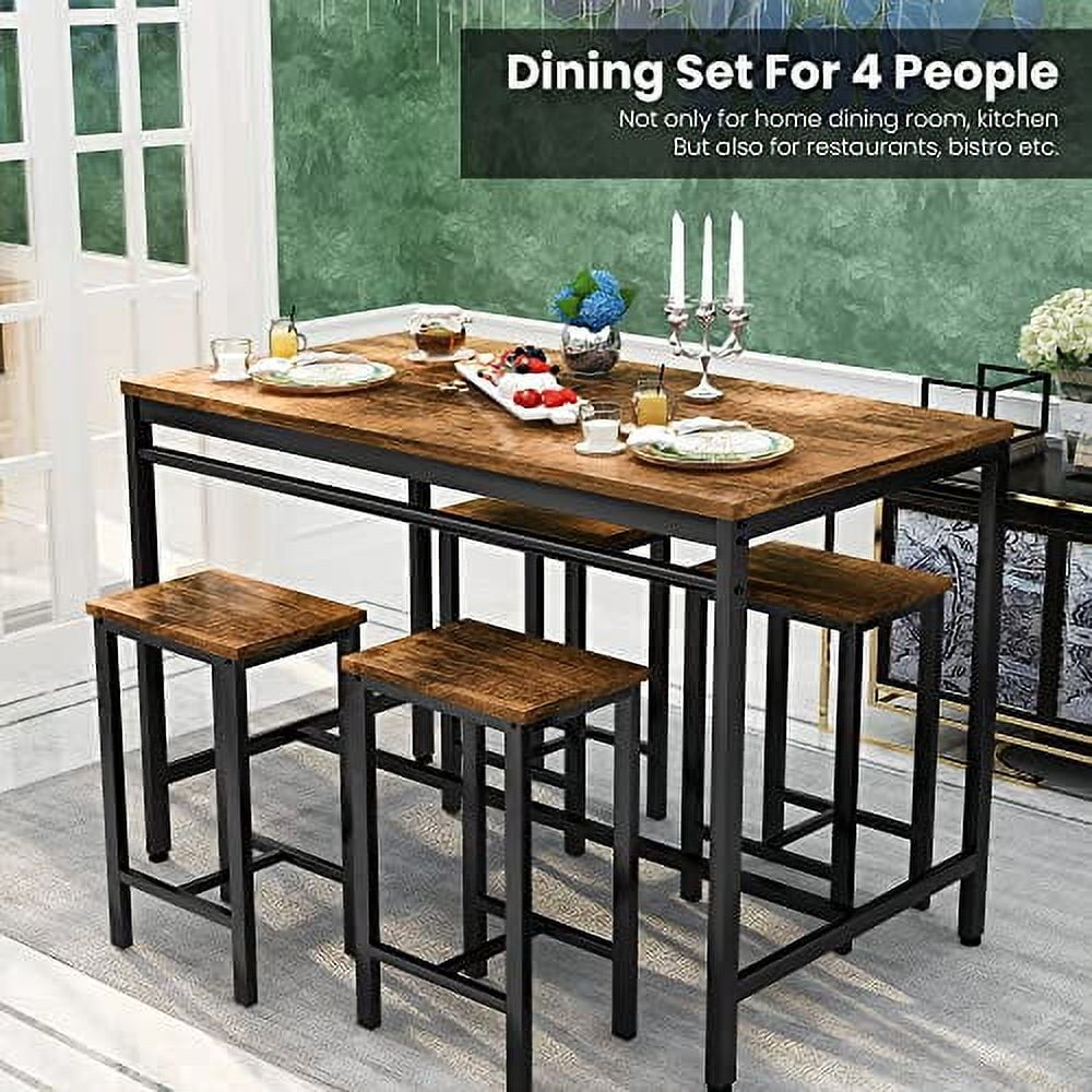Recaceik Dining Table Set for 4 Bar Kitchen Table and Chairs for 4, 5 ...
