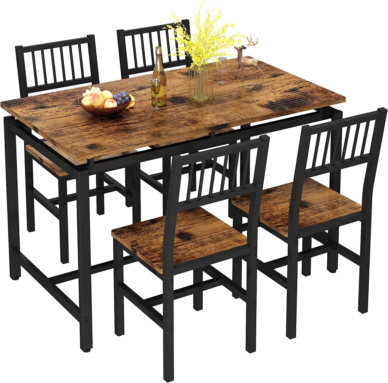 Recaceik Dining Table and Chairs Set for 4, 30"H Industrial Kitchen ...