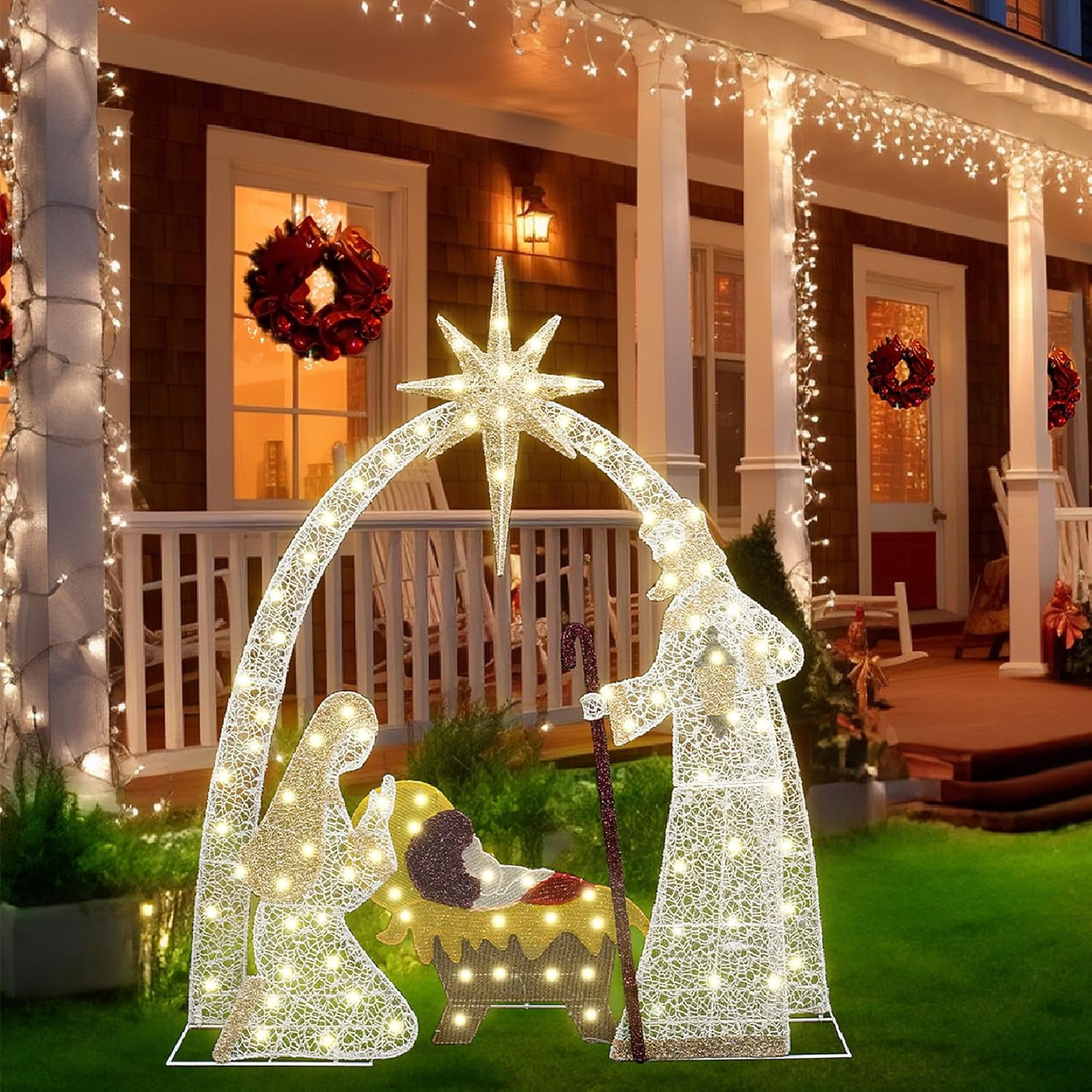 Recaceik Lighted Outdoor Nativity Scene for Christmas Decor, 3.8ft ...