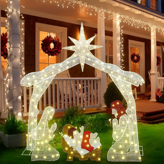 Recaceik Lighted Outdoor Nativity Scene for Christmas Decor, 5.5ft