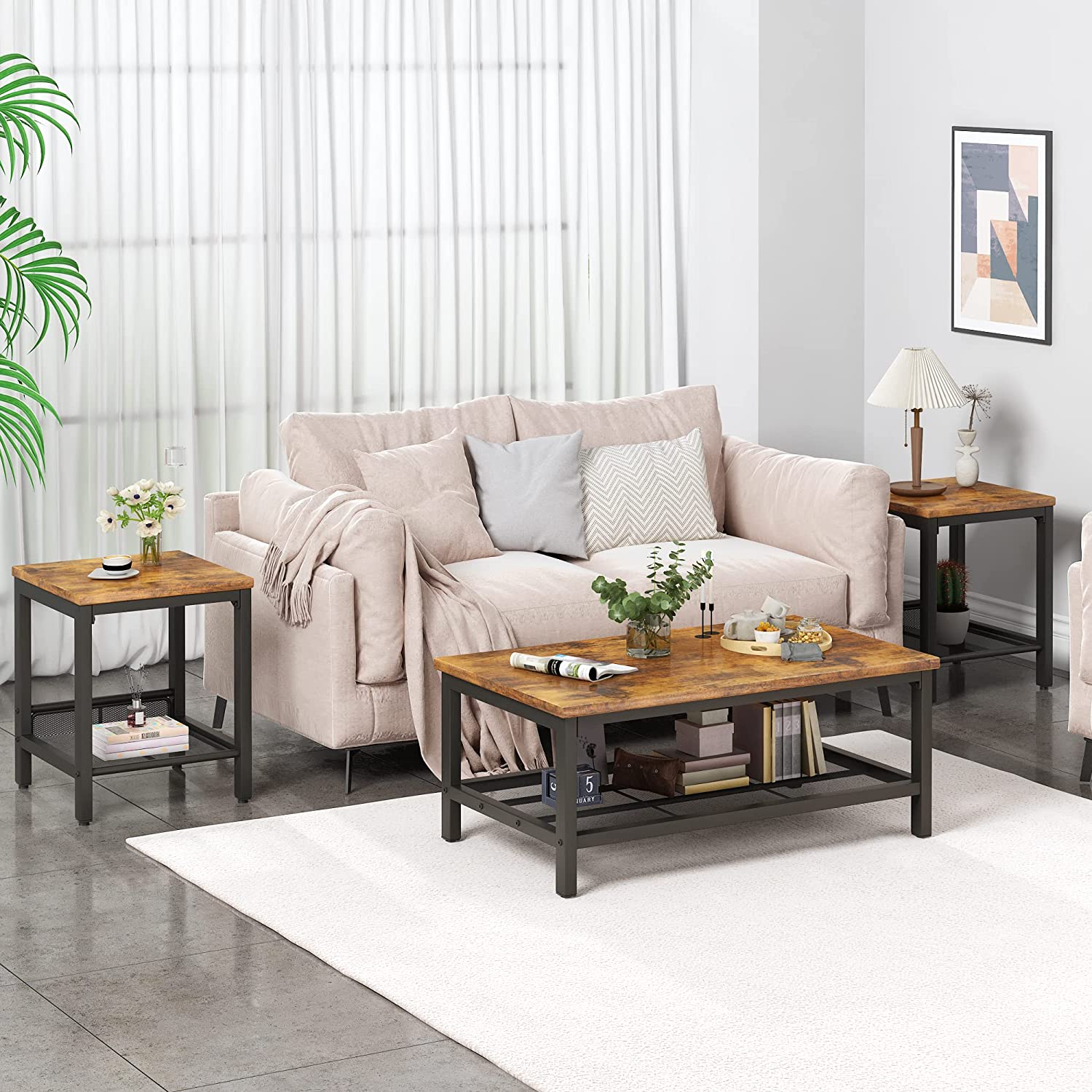 Mainstays Pilson 3 Piece Coffee Table and End Table Set, Espresso