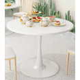 "Recaceik Modern 31"" Round Tulip Dining Table, MDF Tabletop, Metal ...