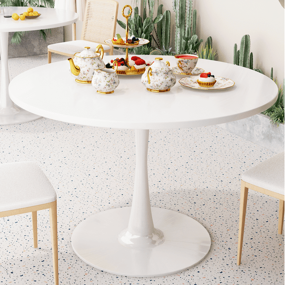 White Round Tulip Table